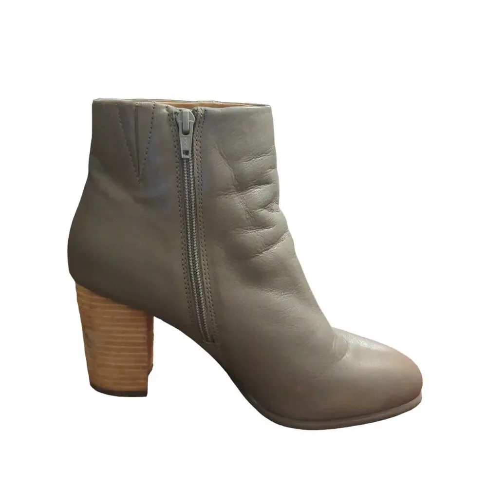 Vionic Kennedy Oyster leather ankle block heel boot booties 8 - Picture 5 of 9